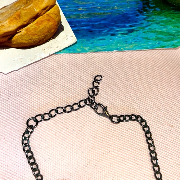 🚫Gifted Turquoise & diamanté sparkle fashion statement necklace on a chain - Picture 6 of 7